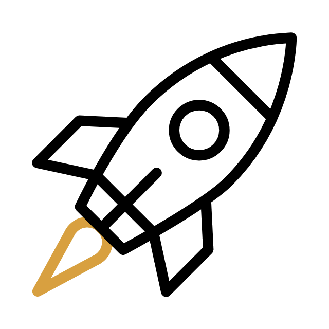 Animated rocket icon for launch